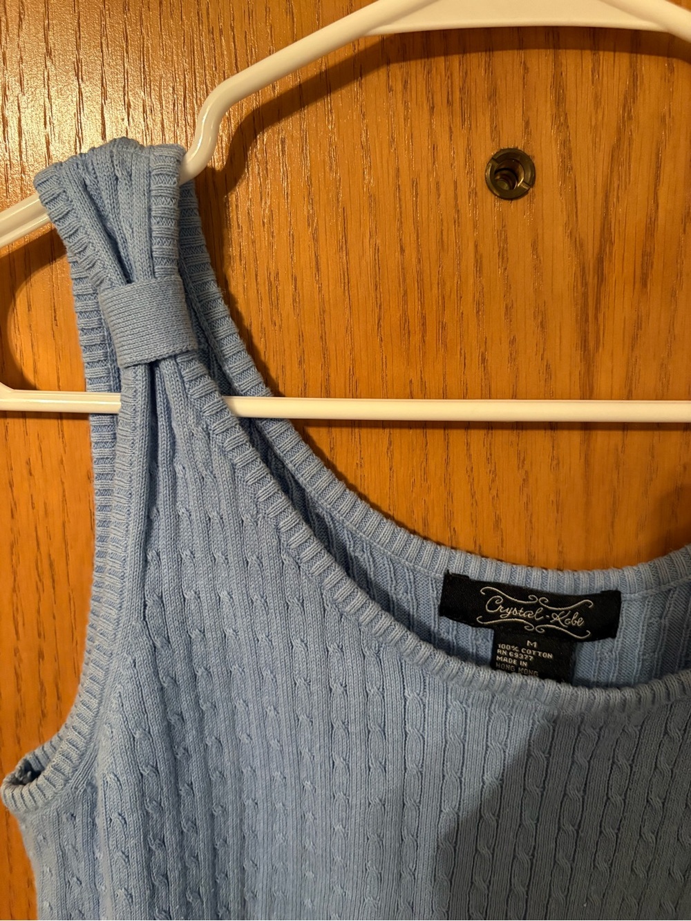 Light Blue Ribbed Cropped Tank Top - Picture 3 of 4